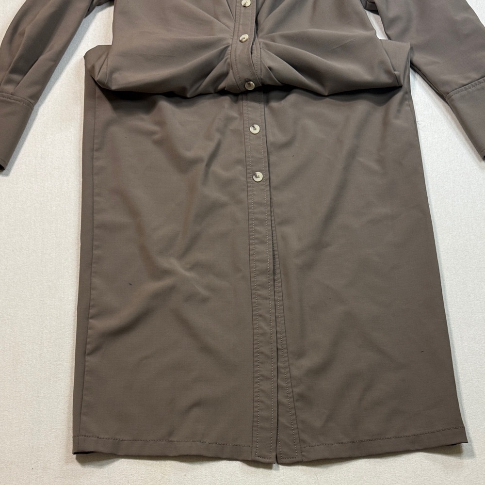 Zara Brown Long Sleeve Dress with Button Detail - Picture 6 of 11